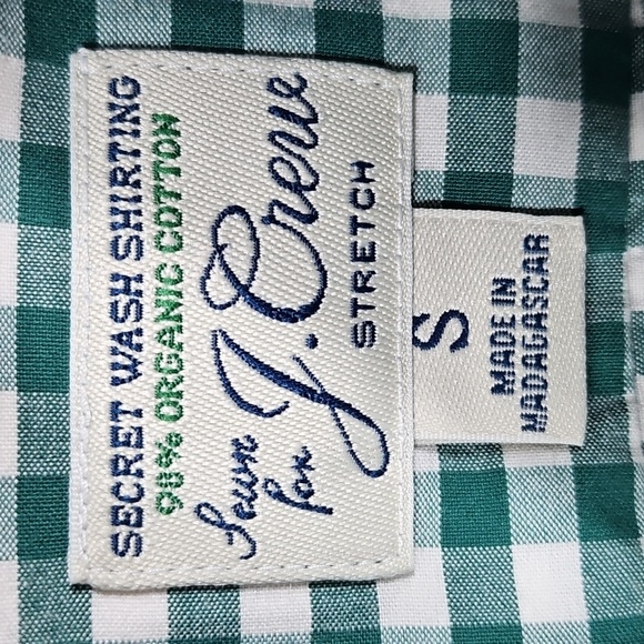 NWT J. Crew Green White Gingham Check Secret Wash Long Sleeve Button Down Shirt - Picture 10 of 16